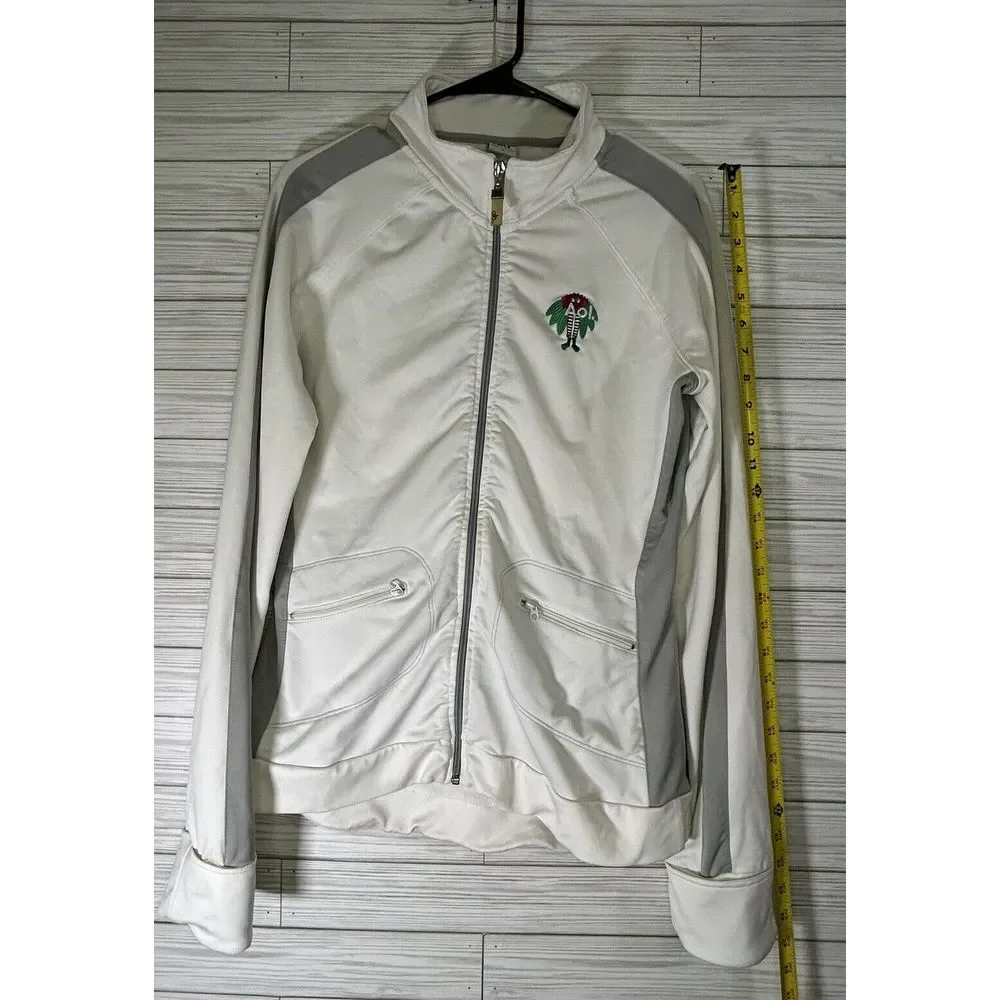 ALO coolfit yoga athletic womens jacket white full zip Sz Medium With‎ Logo